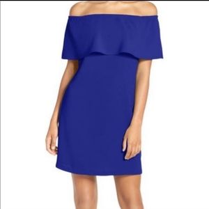 Charles Henry Off the Shoulder Mini Dress Royal Blue